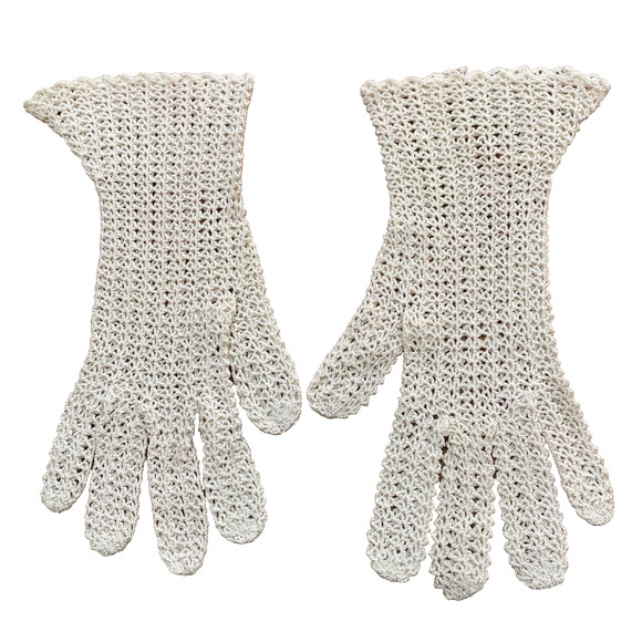 Vintage Hand Made Crochet Cotton Gloves Ladies Daytime Formal Church Wedding OS - Picture 1 of 6